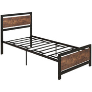Single Metal Bed Frame with Headboard Footboard and Underbed Storage for Adults Bedroom