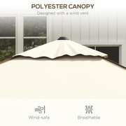 Beige Square Garden Parasol with Contrast Piping 215cm for Patio or Outdoor Shade