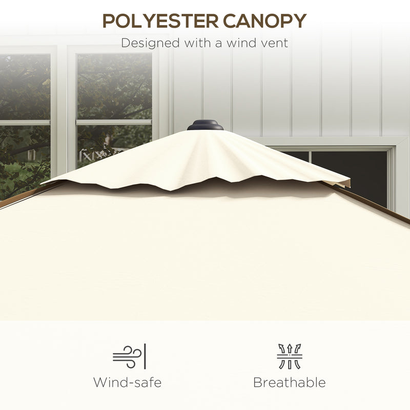 Beige Square Garden Parasol with Contrast Piping 215cm for Patio or Outdoor Shade