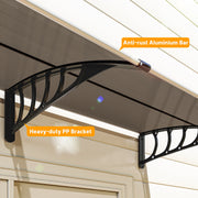 2m Curved Outdoor Front Door Canopy Awning With UV Protection for Porch and Entryway Shelter, Brown