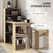 120cm Modern Computer Desk with 6 Shelves Natural Wood Finish by HOMCOM