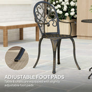 Three Piece Aluminium Garden Bistro Set Bronze Finish Weather Resistant by Outsunny