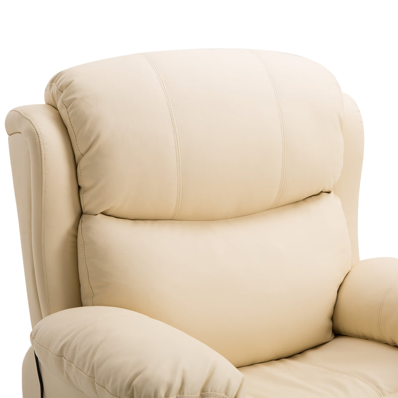 Reclining Massage Chair with Heat and Swivel Base Manual Recliner with Footrest Beige