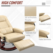 Reclining Faux Leather Armchair with Footrest for Home Comfort and Relaxation Cream