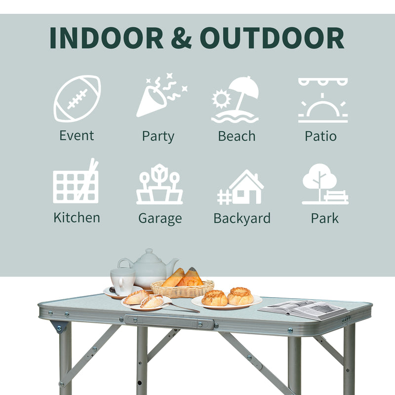 Folding Picnic Table with Adjustable Height for Outdoor Snacks and Drinks Silver