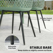 Set of 4 Garden Dining Chairs with Armrests for Garden or Patio Comfort Green With Black Metal Legs Outsunny