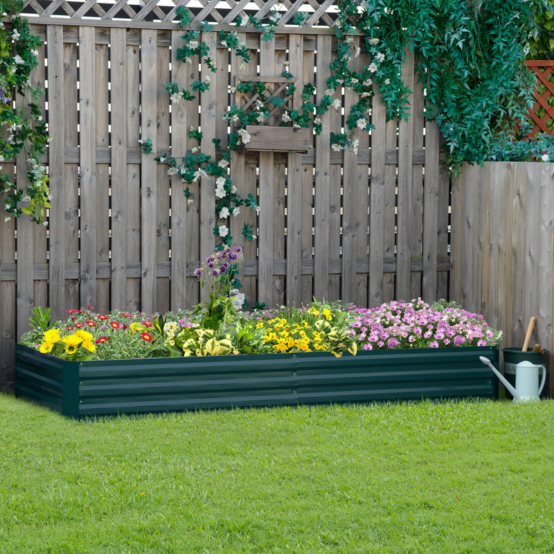 Green Metal Raised Garden Bed Planter Box for Flowers and Herbs Outdoor Use 241cm