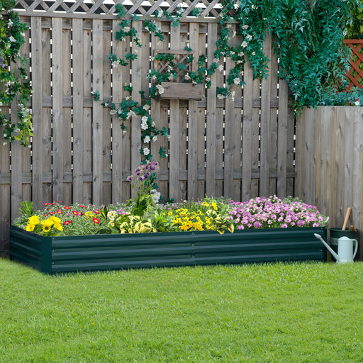Green Metal Raised Garden Bed Planter Box for Flowers and Herbs Outdoor Use 241cm