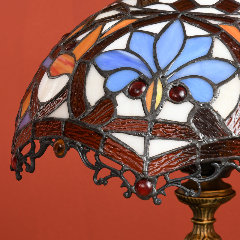 Handcrafted Stained Glass Table Lamp for Living Room or Bedside Zinc Alloy, Multi Coloured