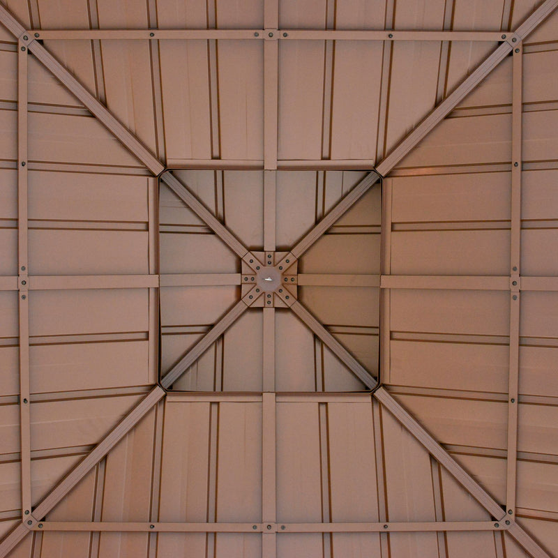 3m x 3m Hardtop Gazebo with Solid Wood Frame and Two Tier Roof for Garden by Outsunny