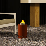 Red Smokeless Fire Pit 16 x 16 cm Stainless Steel Portable Wood Burning with Poker by Outsunny
