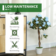 Set of 2 Artificial White Rose Plants in Pot 90cm for Indoor Outdoor Decor by Outsunny