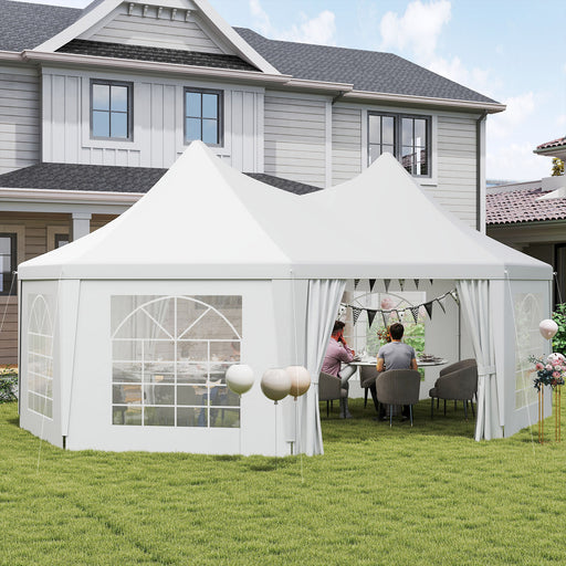 White Octagonal Large Gazebo for Outdoor Events and Parties 6.8 x 5m by Outsunny