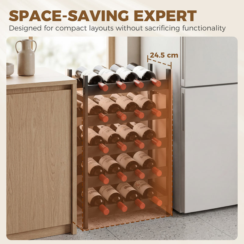 Wine Rack for 20 Bottles Compact Steel Frame for Small Kitchens or Living Rooms Black Homcom
