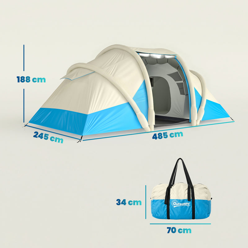 Inflatable Family Camping Tent with Quick 5 Minute Setup and Two Private Bedrooms Sky Blue