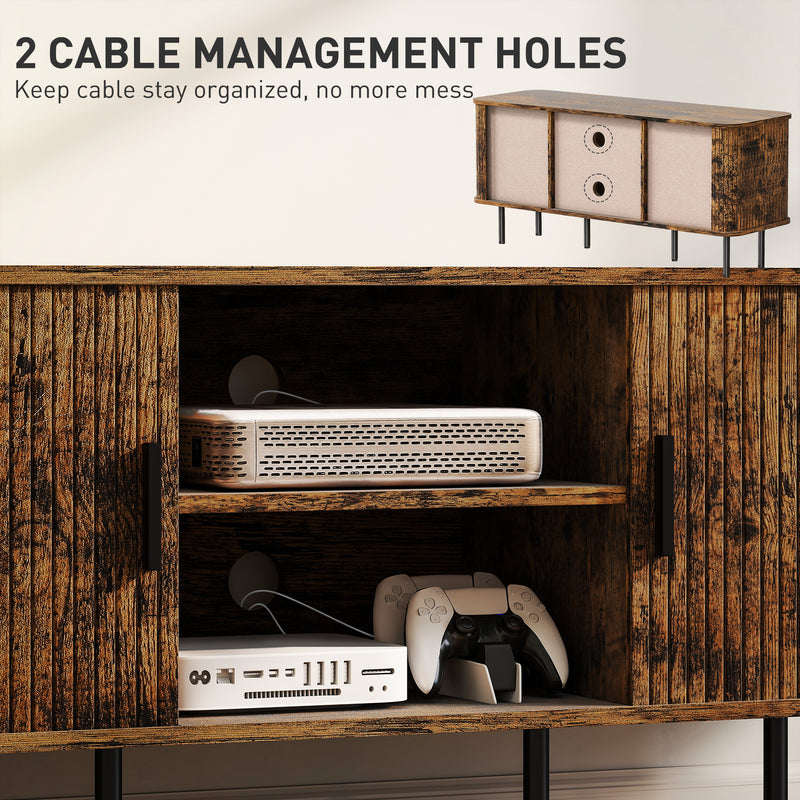 TV Stand Cabinet for TVs up to 55 Inches with Storage Shelves and Cupboard, Rustic Brown