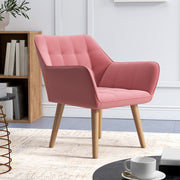 Set of 2 Armchairs with Slanted Back and Padded Seat for Living Room Comfort Pink