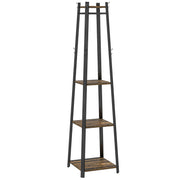 Compact Freestanding Wooden Coat Rack in Black and Brown with Storage Shelf by Homcom