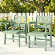 Garden Bench for Two with Built In Table Comfortable Wooden Seat for Patio or Balcony Green Outsunny