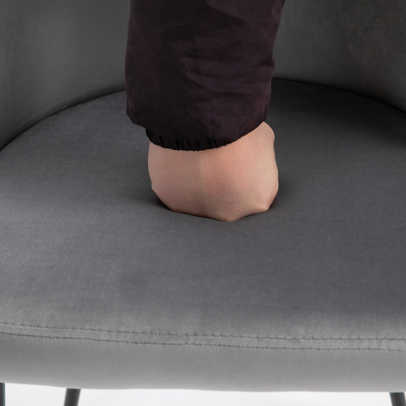 Set of 2 Fabric Dining Chairs with Padded Seat for Kitchen Office or Lounge Grey