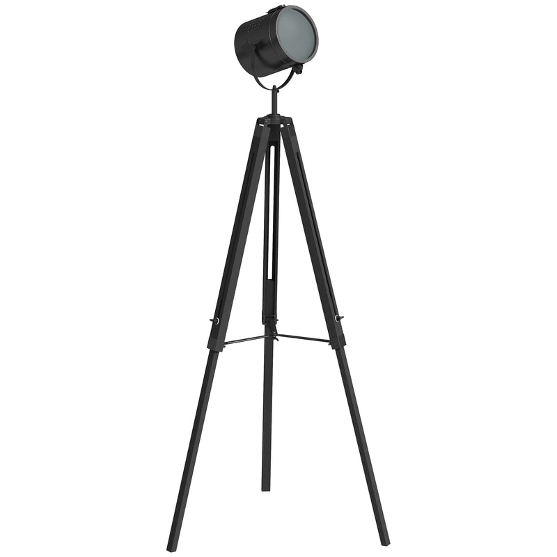 Industrial Tripod Floor Lamp With Adjustable Height For Living Room Or Bedroom, Black