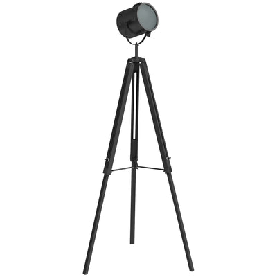 Industrial Tripod Floor Lamp With Adjustable Height For Living Room Or Bedroom, Black Homcom
