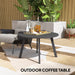 Black Round Garden Coffee Table 70cm with Metal Frame and Non Slip Feet by Outsunny