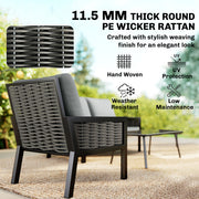 4-Piece Rattan Garden Furniture Set with Loveseat, Armchairs and Coffee Table — Dark Grey or Light Grey Outsunny
