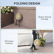 Folding Mosaic Garden Table for Drinks and Plants Space Saving Outdoor Use Yellow Orange Outsunny