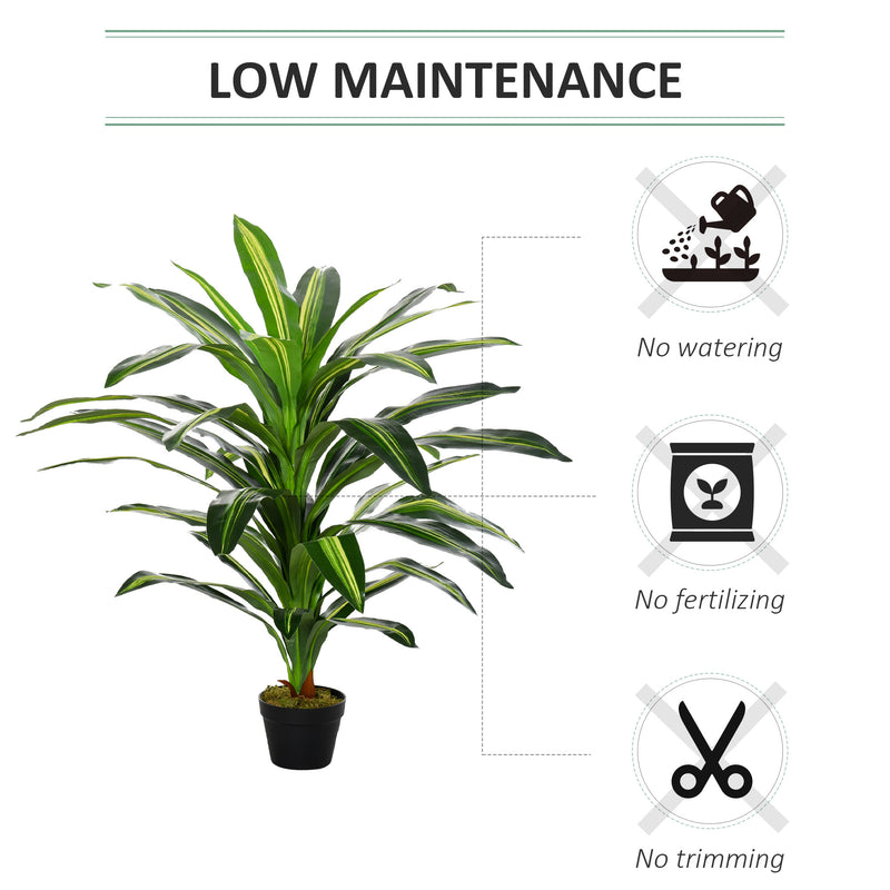 Set of 2 Artificial Dracaena Plants for Home or Office Decor Maintenance Free Green