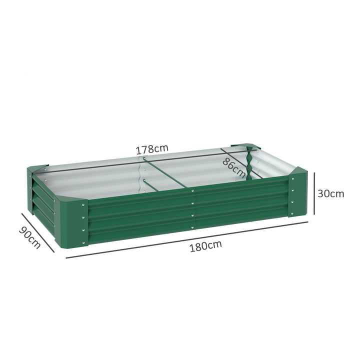 Green 180 x 90cm Galvanised Steel Open Garden Planter Durable Raised Bed by Outsunny