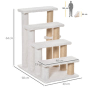 4 Step Cat Climbing Ladder With Scratching Posts Toy Ball And Platforms For Indoor Use White