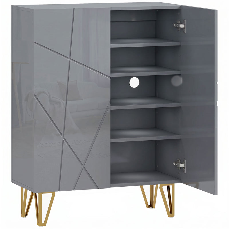 Shoe Cabinet with Adjustable Shelves for Hallway Storage and Clutter-Free Entrance High Gloss Grey