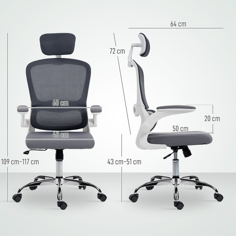 Office Chair with Adjustable Height and Lumbar Support for Home Working Charcoal Grey