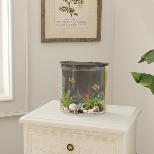 3L Black Small Fish Tank with LED Light and Filter for Betta Goldfish Shrimp