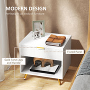 HOMCOM Bedside Tables Set of 2, Bedside Cabinets With Drawer and Open Compartment, Nightstands With Handle for Bedroom, Living Room, White AOSOM