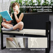 Two Seater Rattan Garden Bench with Cushions in Beige and Black by Outsunny