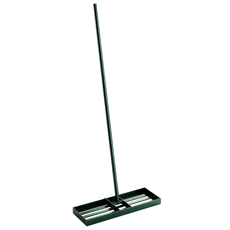 Lawn Levelling Rake for Smoothing Grass and Soil with Wide Head and Adjustable Handle Green