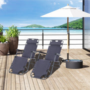 Grey 2 Seater Folding Sun Lounger Set With Reclining Backrest For Garden Relaxation