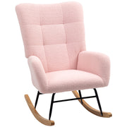 Pink Teddy Fleece Rocking Chair Soft and Comfortable Accent Seat by HOMCOM
