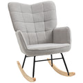 Rocking Chair for Adults with Wide Padded Seat and Fleecy Upholstery Light Grey