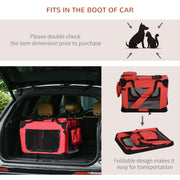 Foldable Soft Pet Carrier for Small Dogs and Cats with Mesh Windows and Storage Bags, Red