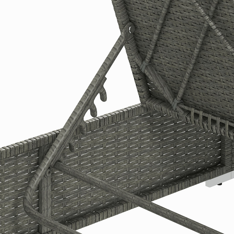 Rattan Sun Lounger with Adjustable Backrest and Padded Seat for Garden Relaxation, Light Grey Outsunny