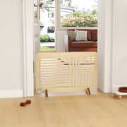 Freestanding Wooden Pet Gate for Small Dogs with Stable Feet 75 x 51 cm Natural Wood AOSOM