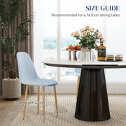 Set of 4 Light Blue Dining Chairs with Backrest and Steel Legs for Kitchen or Living Room by HOMCOM