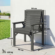 Garden Chair for Relaxing Outdoors with Curved Seat and Water Resistant Fir Wood Grey Outsunny