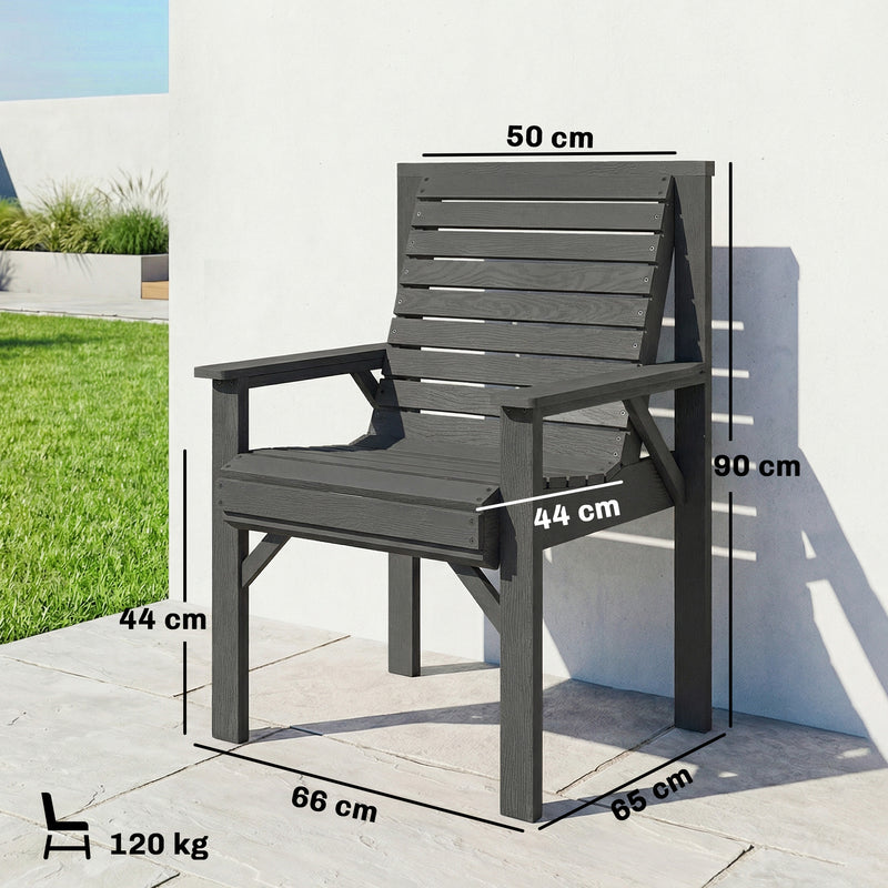 Garden Chair for Relaxing Outdoors with Curved Seat and Water Resistant Fir Wood Grey Outsunny