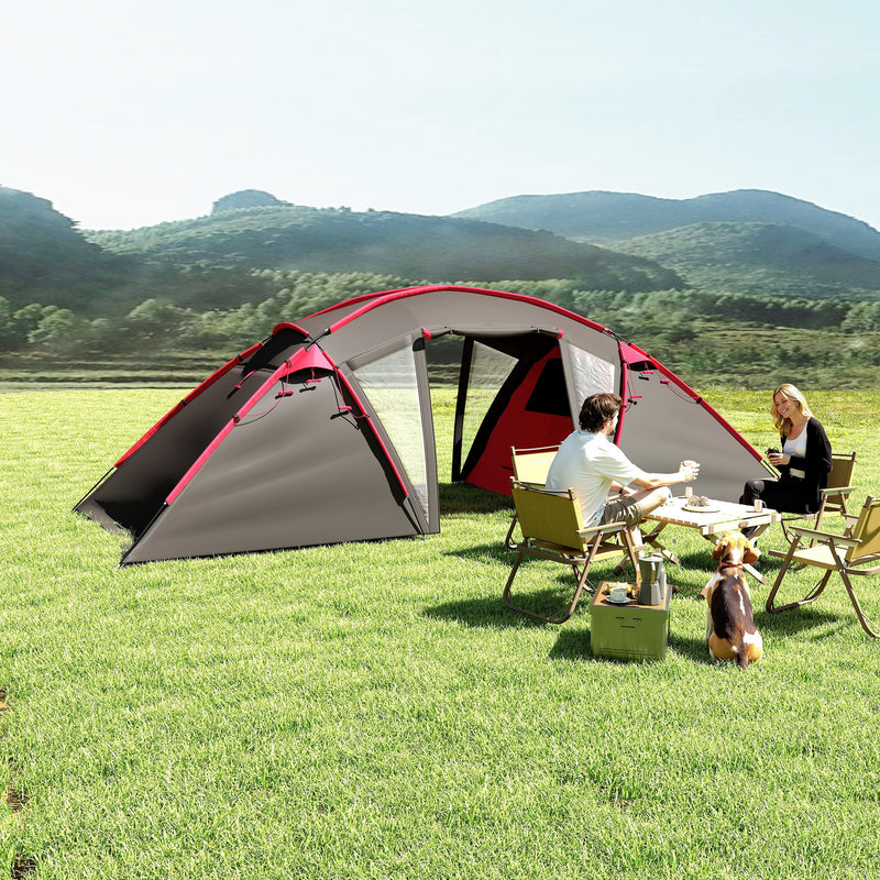 6 Man Family Tent with Two Bedrooms and Spacious Living Area Waterproof Grey