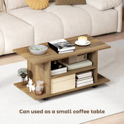 Modern TV Stand With Storage Shelves and Wheels for Bedroom or Living Room Walnut AOSOM