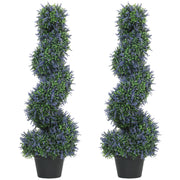 Artificial Lavender Topiary Trees Set of 2 for Easy Year Round Home or Garden Colour Purple AOSOM